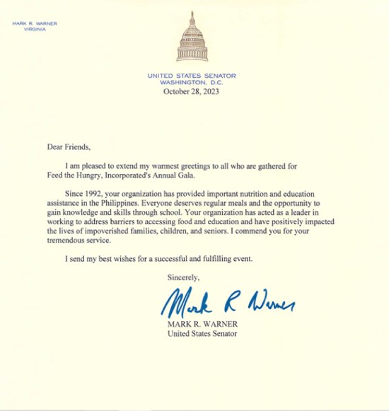 A Message from US State Sen. Mark R. Warner at Handog 31st&nbsp;Anniversary